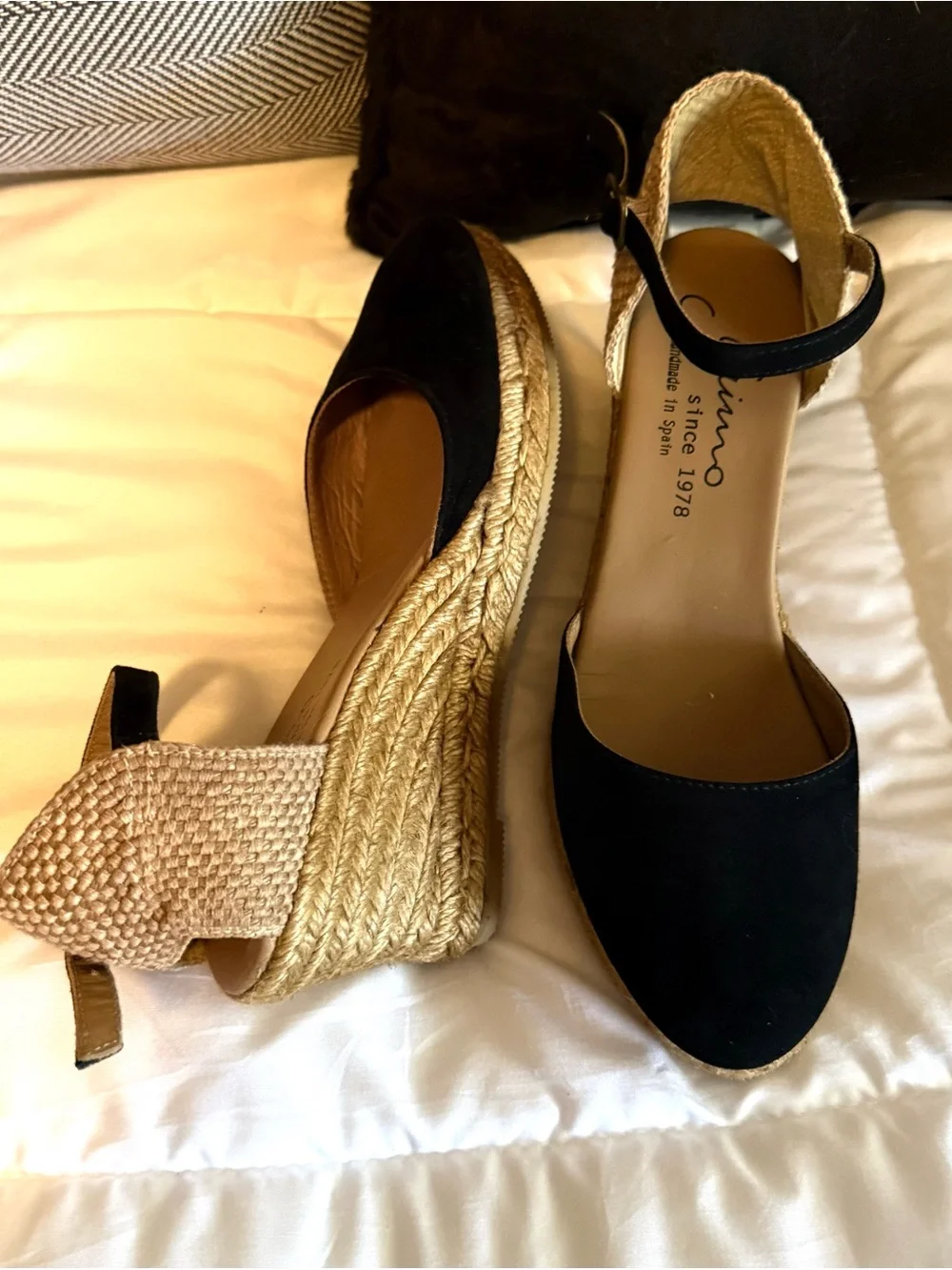 Chic Black Ankle-Strap Espadrille Flats - Handmade in Italy